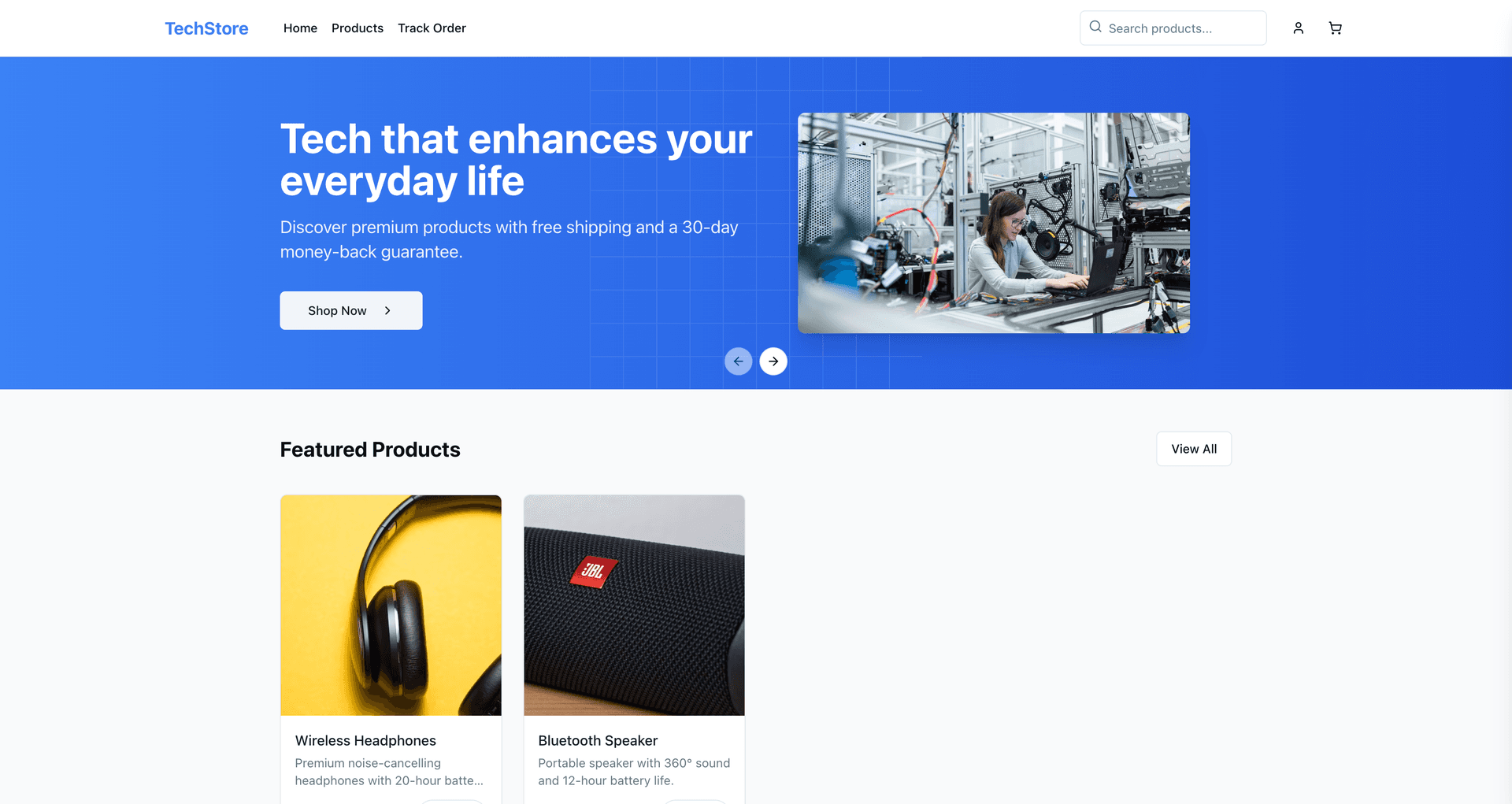 Mini Shopping Store Desktop Homepage
