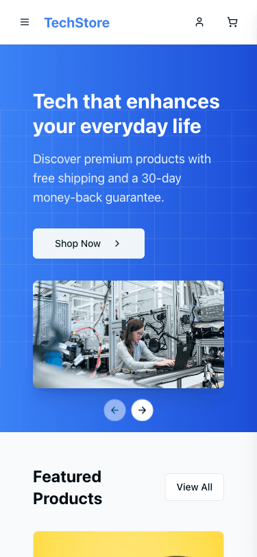 Mini Shopping Store Mobile Homepage